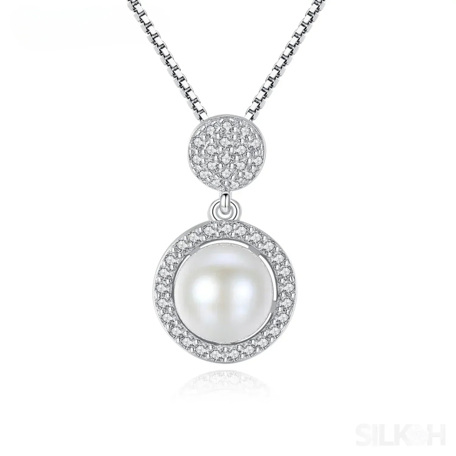Micropaved Cubic Zirconia Sterling Silver Pearl Bridal Jewelry Set Ana