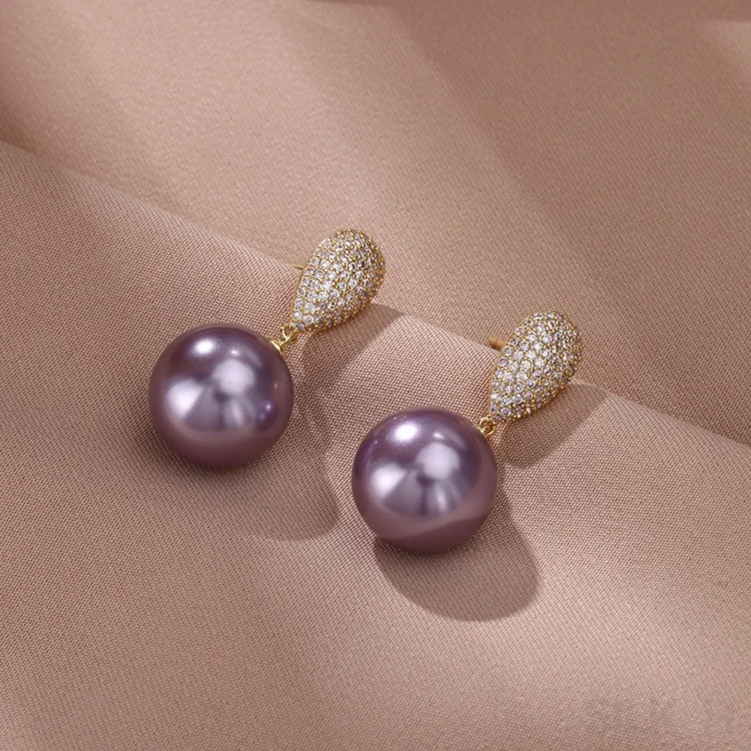 Micropaved Zircon Sterling Silver Pearl Stud Earrings Alina