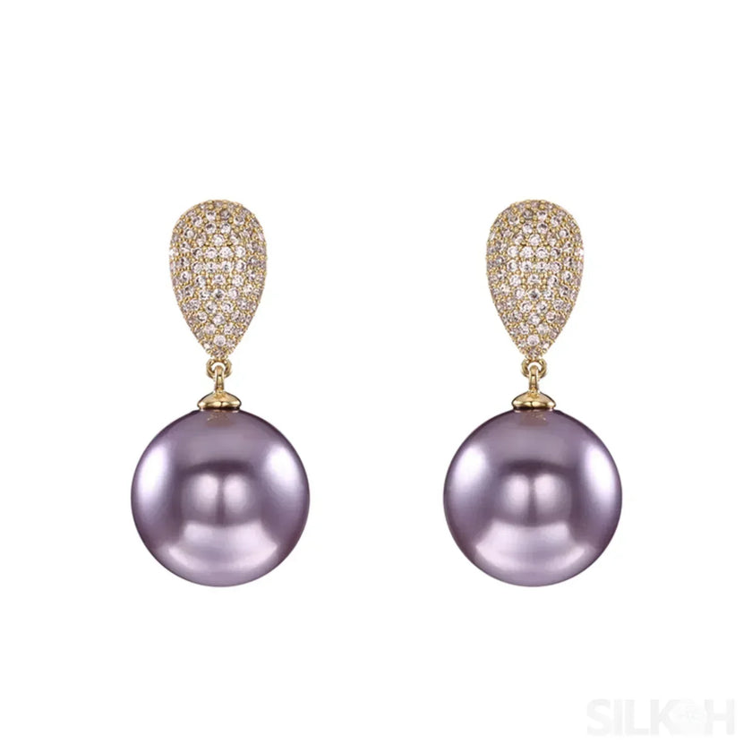 Micropaved Zircon Sterling Silver Pearl Stud Earrings Alina