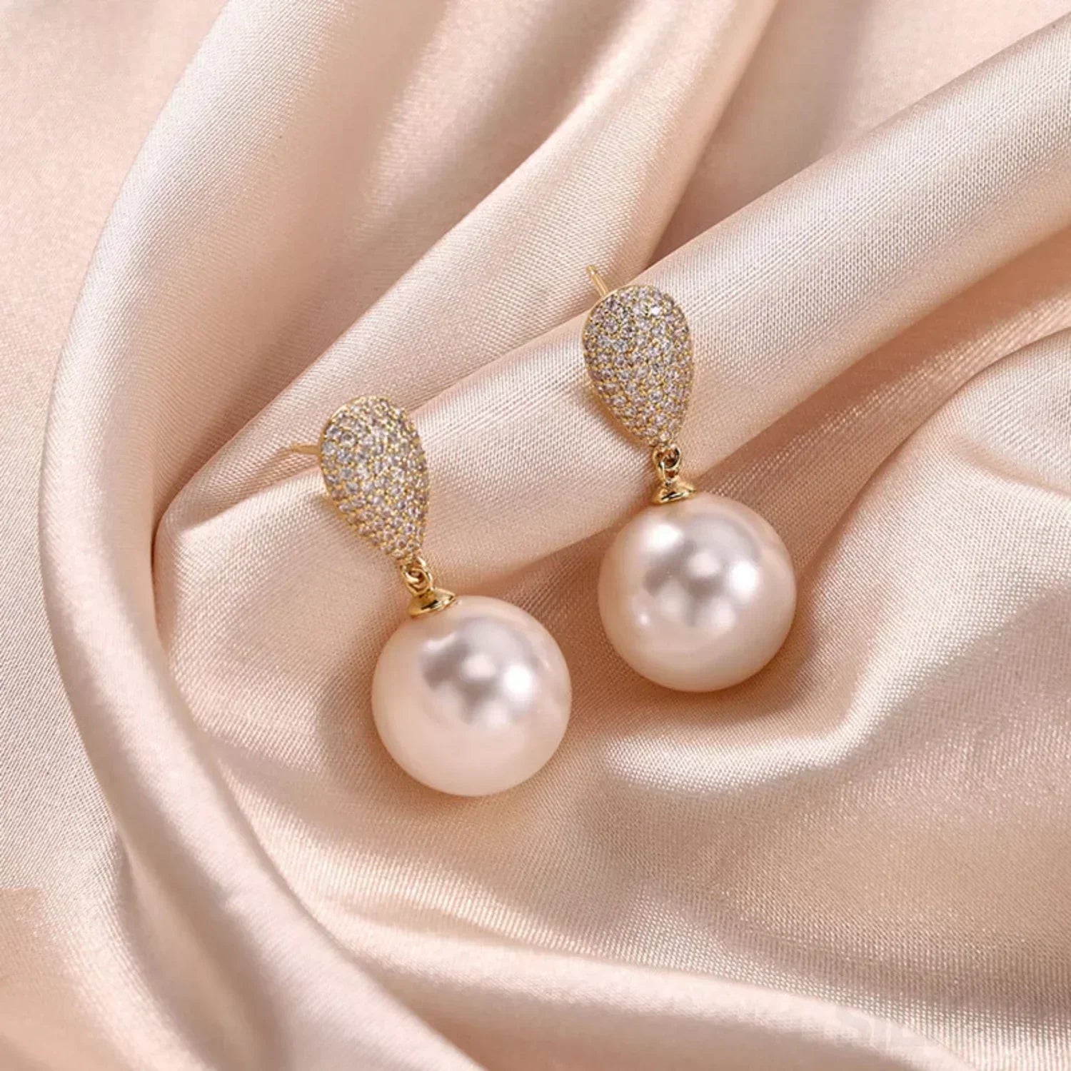 Micropaved Zircon Sterling Silver Pearl Stud Earrings Alina