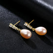 Oval Sterling Silver Freshwater Pearl Drop Bridal Earrings Ava