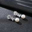 Oval Sterling Silver Long Pearl Drop Earrings For Brides and Bridesmaids Bea