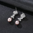 Oval Sterling Silver Long Pearl Drop Earrings For Brides and Bridesmaids Bea