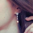 Oval Sterling Silver Long Pearl Earrings For brides and Bridesmaids Amy