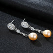 Oval Sterling Silver Long Pearl Earrings For brides and Bridesmaids Amy