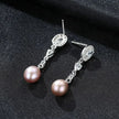 Oval Sterling Silver Long Pearl Earrings For brides and Bridesmaids Amy
