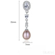 Oval Sterling Silver Long Pearl Earrings For brides and Bridesmaids Amy