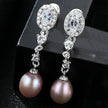 Oval Sterling Silver Long Pearl Earrings For brides and Bridesmaids Amy