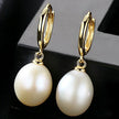 Oval Sterling Silver pearl Hoop Earrings Ana