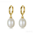 Oval Sterling Silver pearl Hoop Earrings Ana