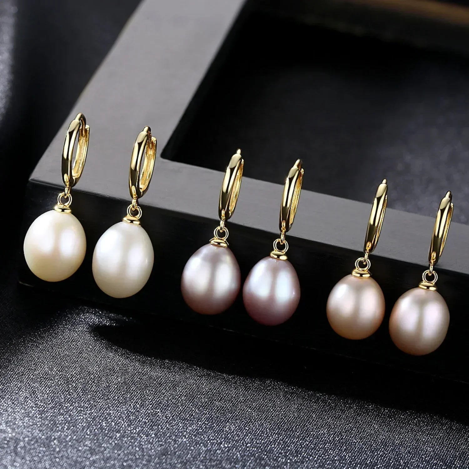 Oval Sterling Silver pearl Hoop Earrings Ana