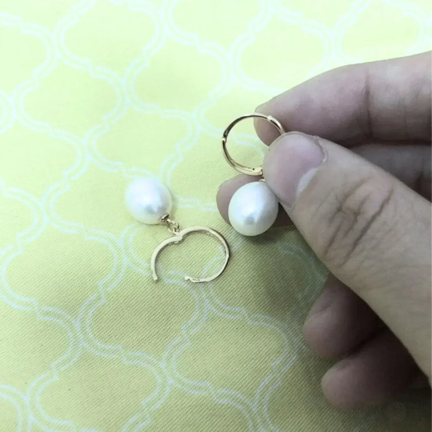 Oval Sterling Silver pearl Hoop Earrings Ana