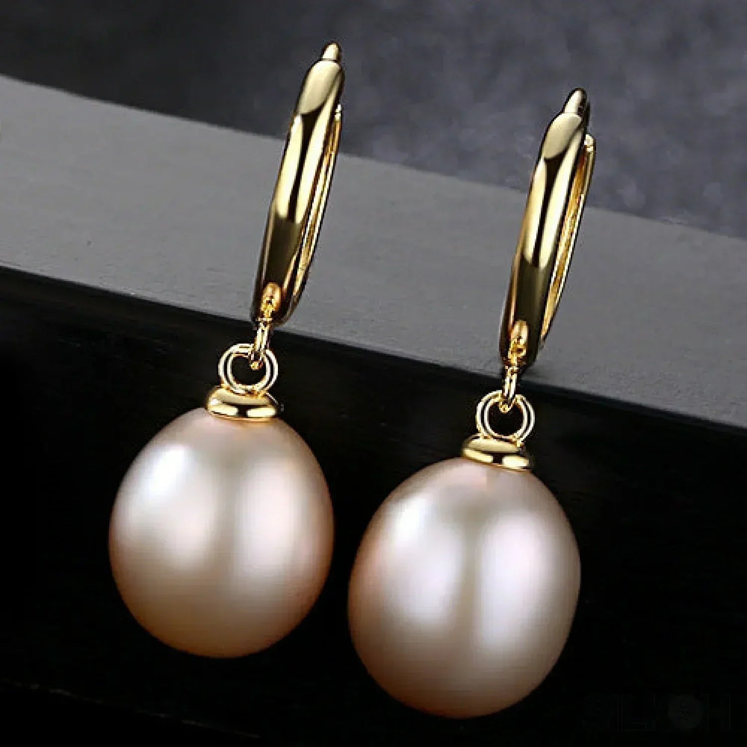 Oval Sterling Silver pearl Hoop Earrings Ana