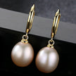 Oval Sterling Silver pearl Hoop Earrings Ana