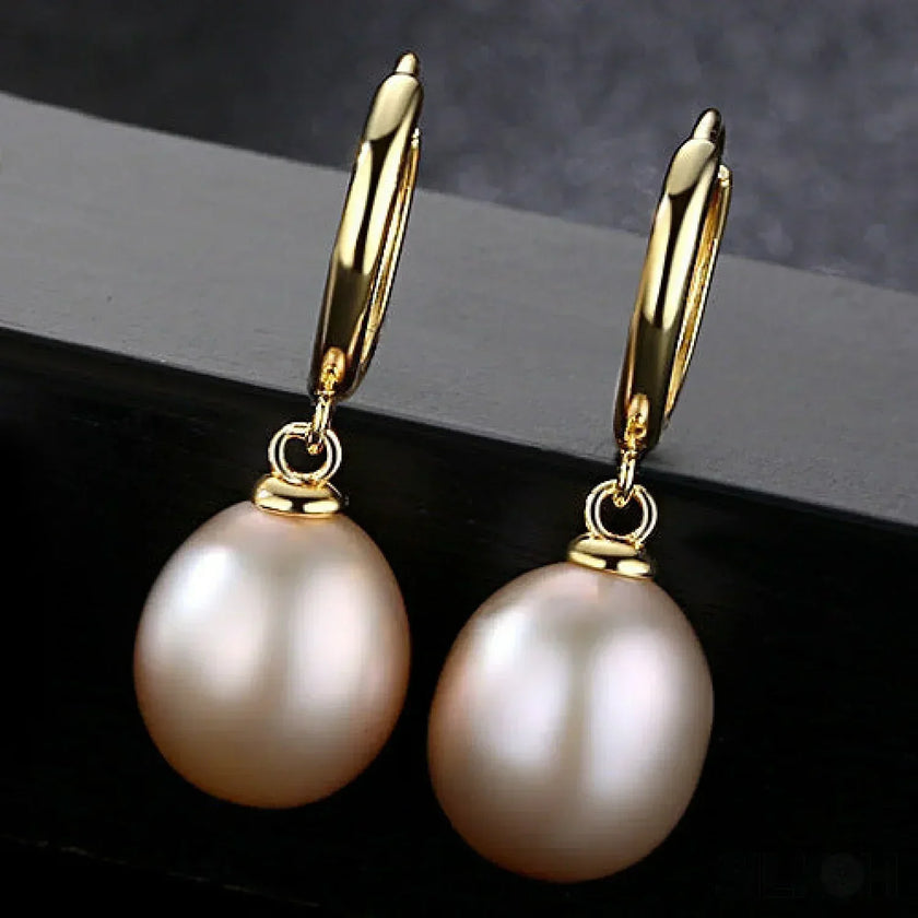 Oval Sterling Silver pearl Hoop Earrings Ana