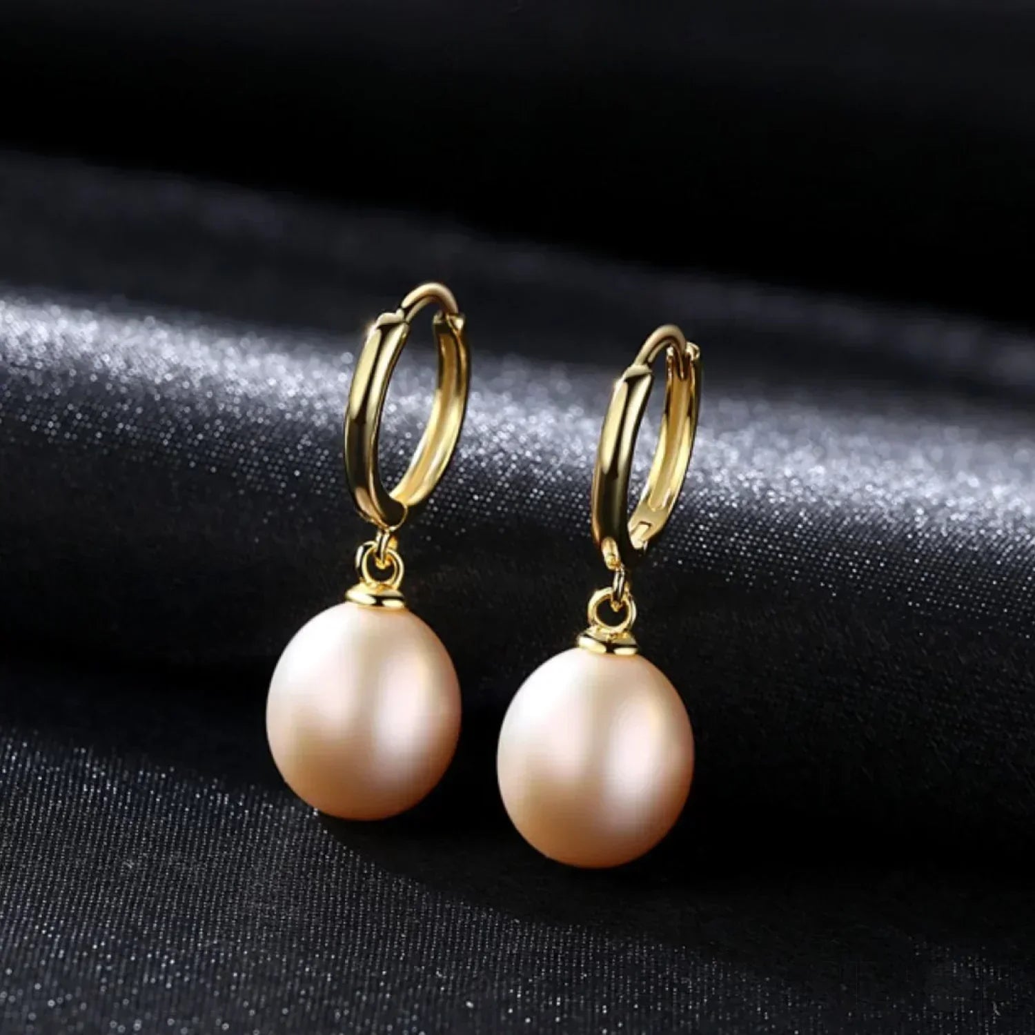 Oval Sterling Silver pearl Hoop Earrings Ana