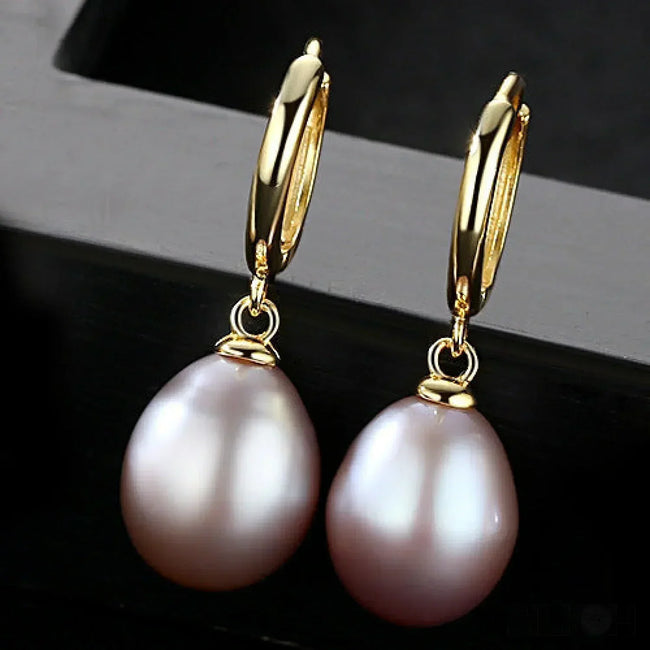 Oval Sterling Silver pearl Hoop Earrings Ana