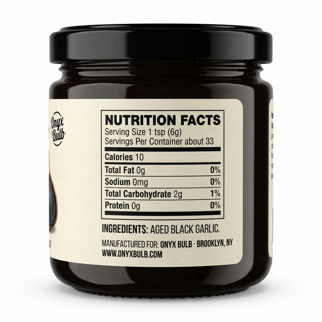 Black Garlic Puree — 7 oz — nutrition facts label