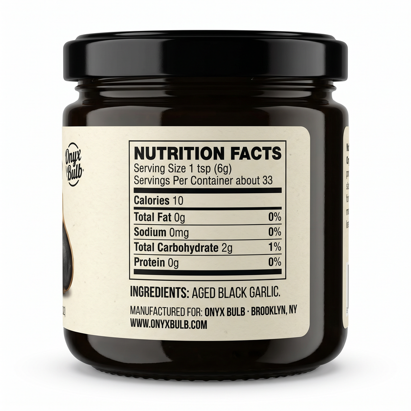 Black Garlic Puree — 7 oz — nutrition facts label