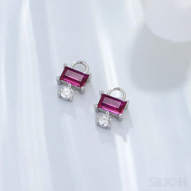Purple Sterling Silver CZ Hoop Earrings Cia