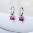 Purple Sterling Silver CZ Hoop Earrings Cia