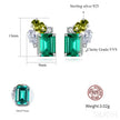 Rectangular Cut Sterling Silver Emerald Studs Earrings Anna