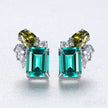 Rectangular Cut Sterling Silver Emerald Studs Earrings Anna