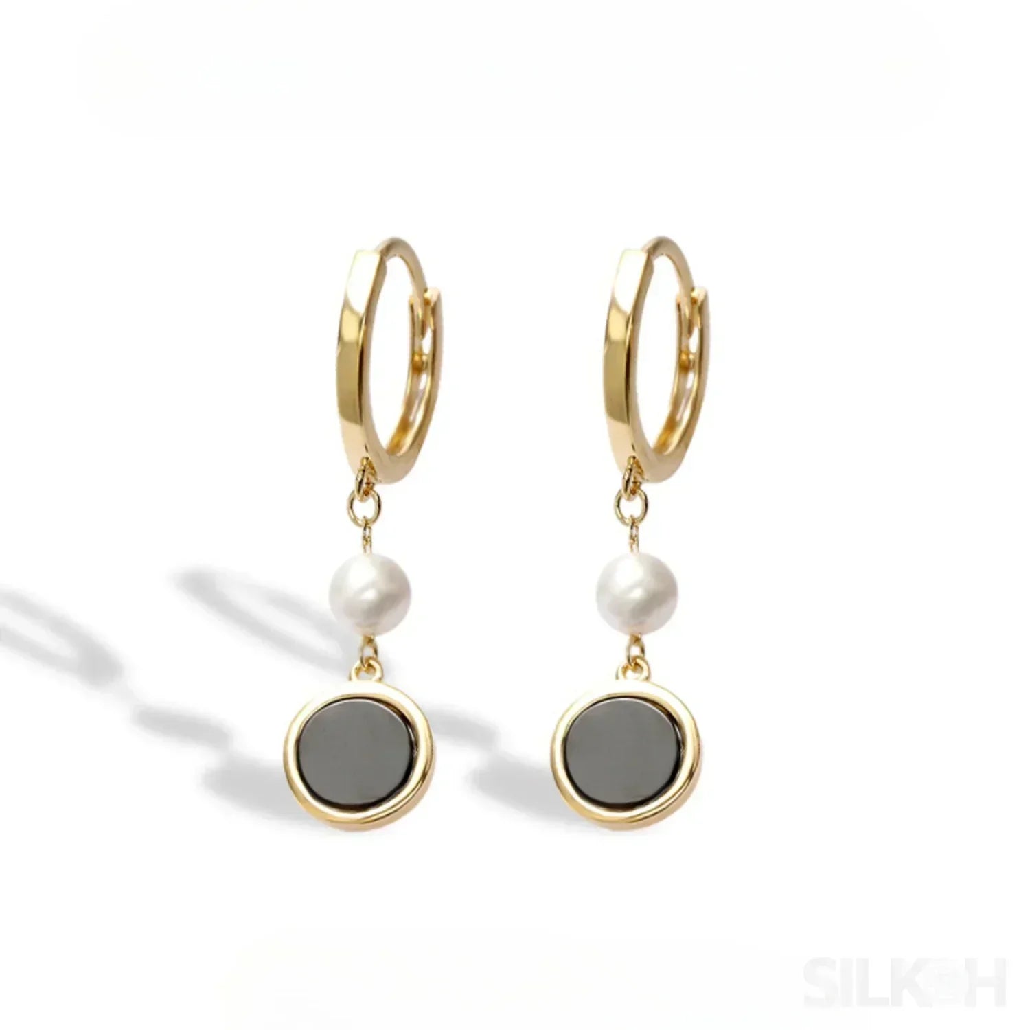 Retro 14K Gold Plated Sterling Silver Freshwater Pearl Hoop Earrings Lainey