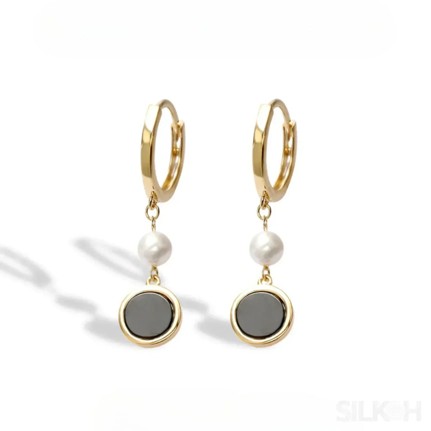Retro 14K Gold Plated Sterling Silver Freshwater Pearl Hoop Earrings Lainey