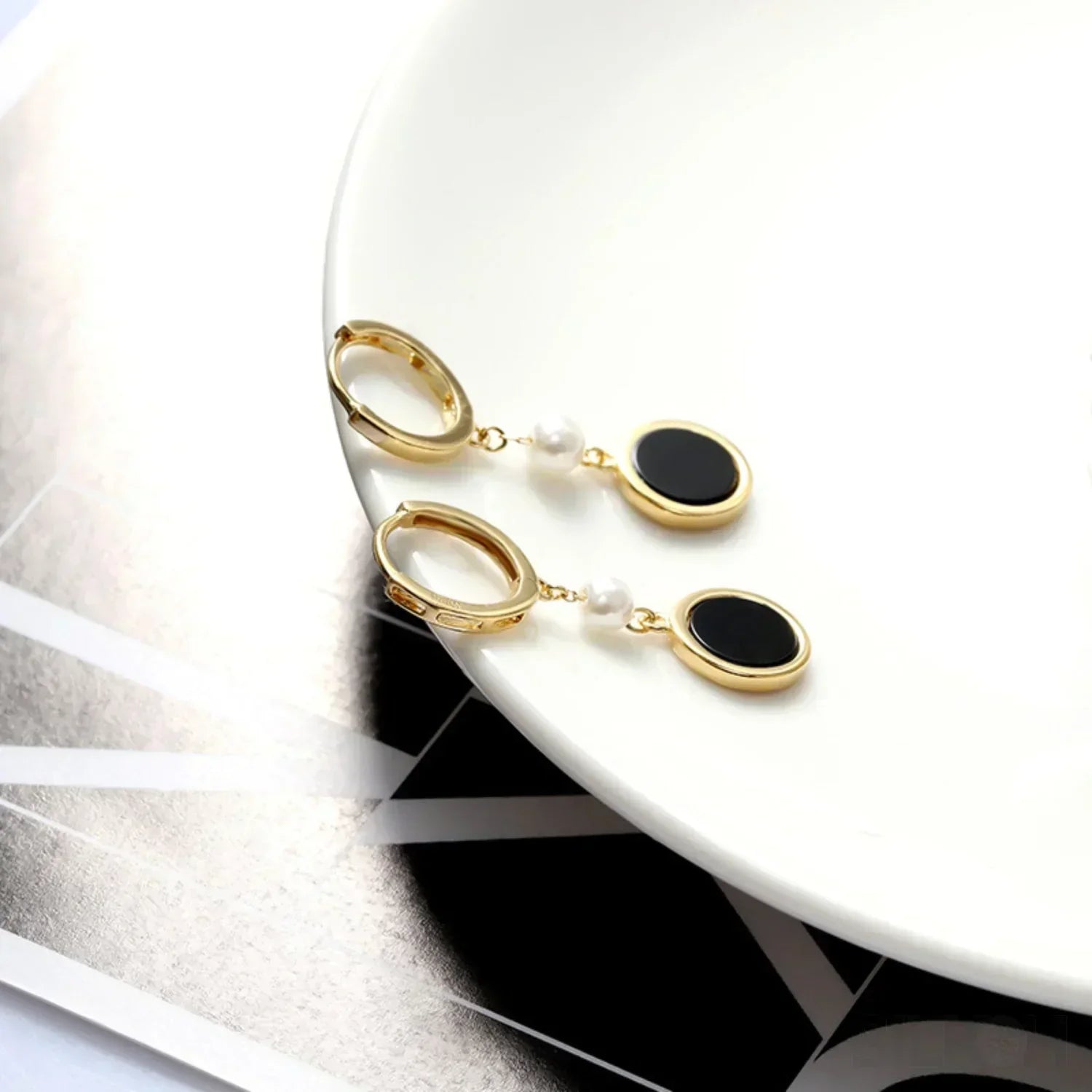 Retro 14K Gold Plated Sterling Silver Freshwater Pearl Hoop Earrings Lainey
