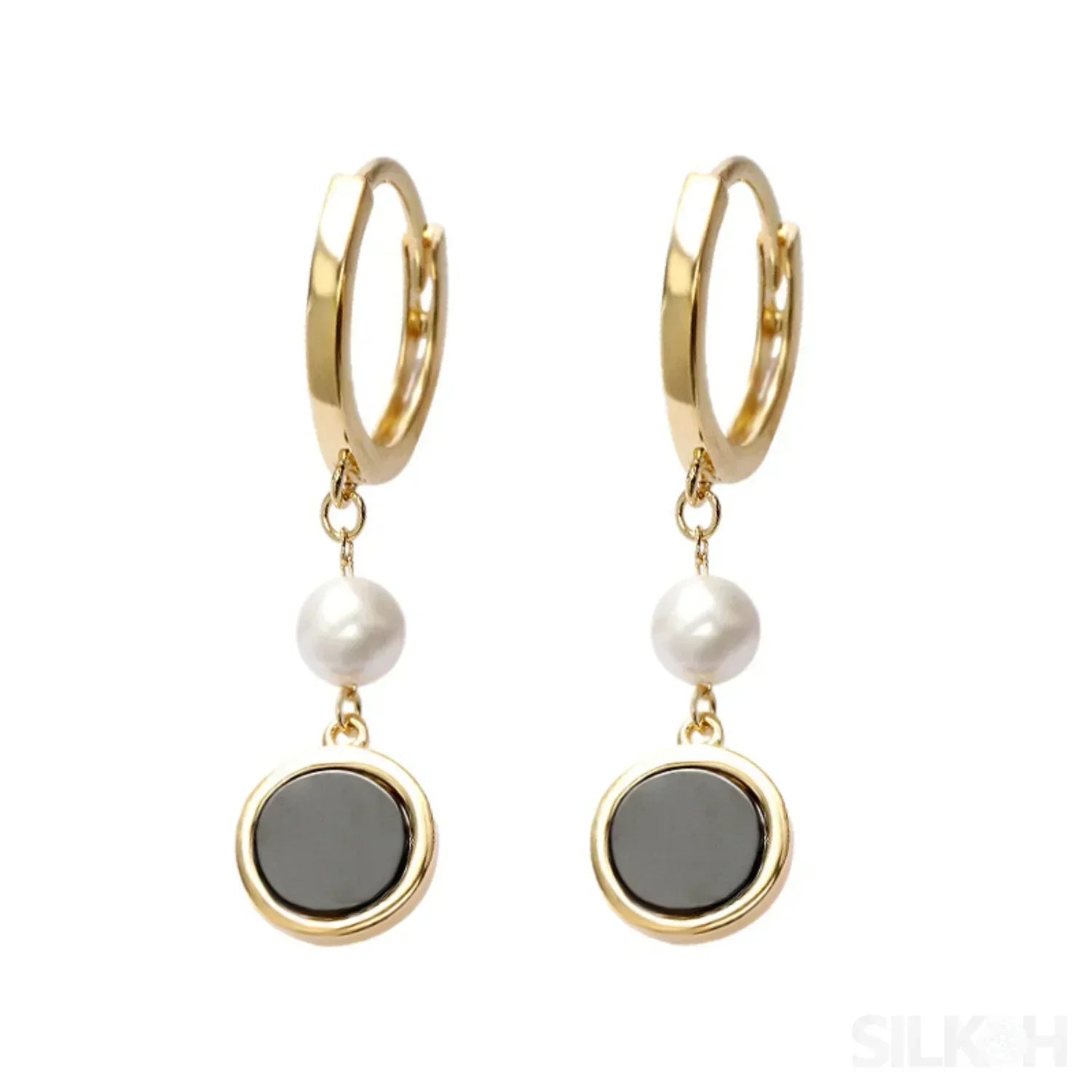 Retro 14K Gold Plated Sterling Silver Freshwater Pearl Hoop Earrings Lainey