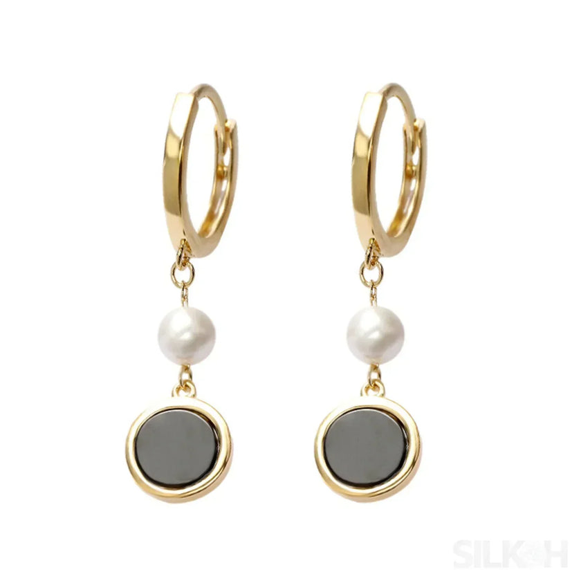 Retro 14K Gold Plated Sterling Silver Freshwater Pearl Hoop Earrings Lainey