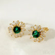Retro 18K Gold Plated Sterling Silver Hoop Emerald Earrings Liv