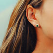 Retro 18K Gold Plated Sterling Silver Hoop Emerald Earrings Liv