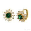 Retro 18K Gold Plated Sterling Silver Hoop Emerald Earrings Liv