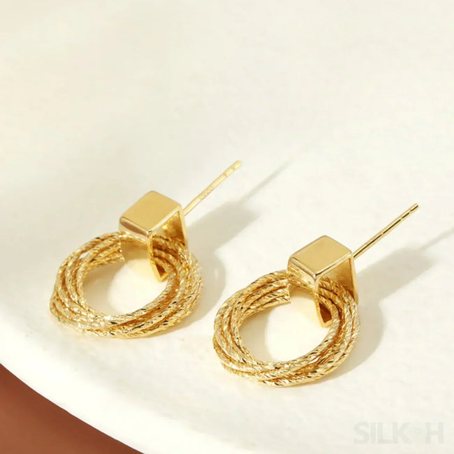 Retro Sterling Silver Multi Circle Drop Earrings Eve