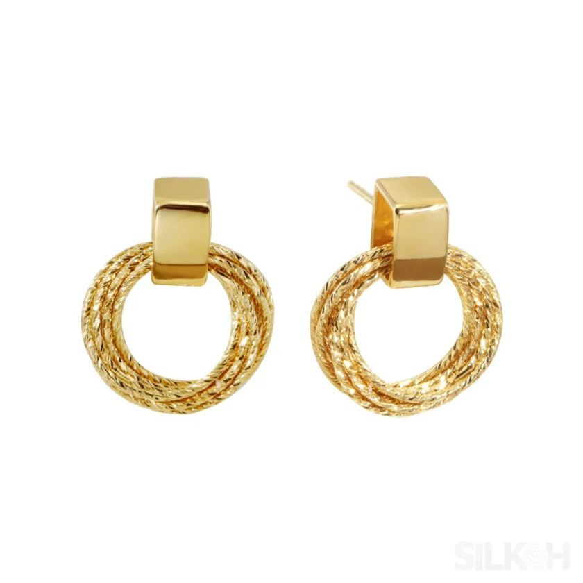Retro Sterling Silver Multi Circle Drop Earrings Eve