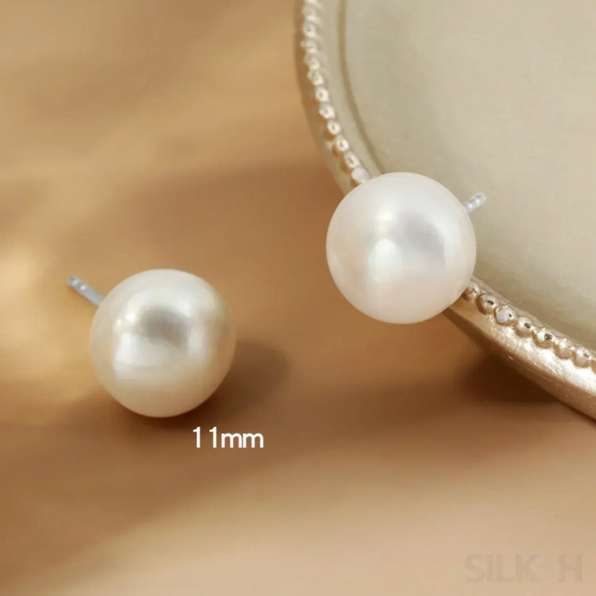 Retro Style Sterling Silver Freshwater Pearl Stud Earrings Dee