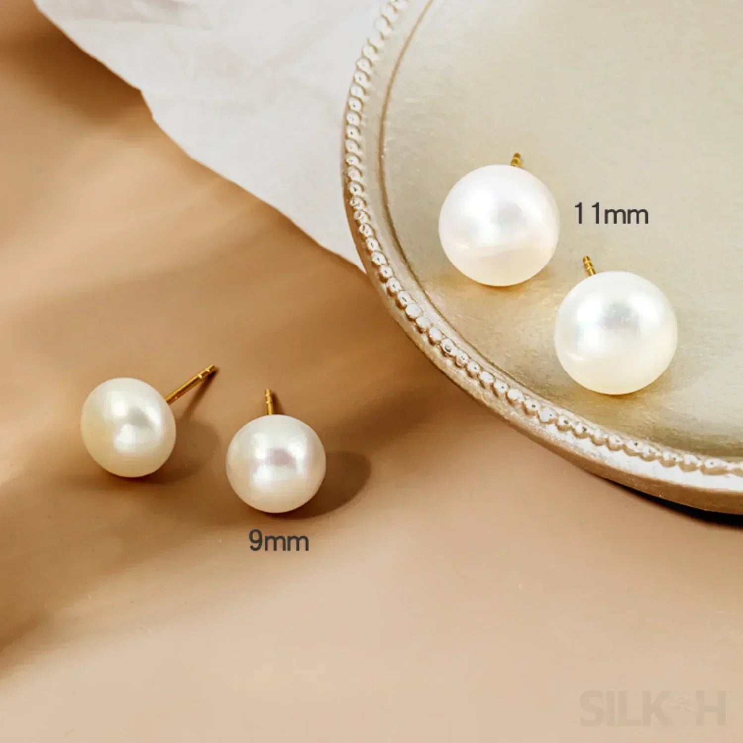 Retro Style Sterling Silver Freshwater Pearl Stud Earrings Dee