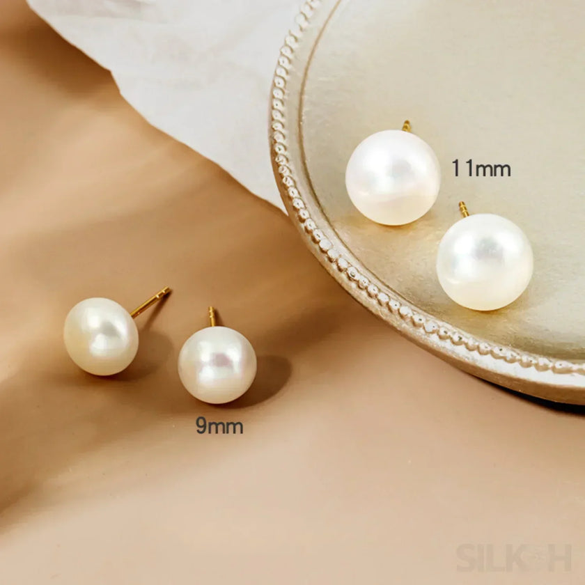 Retro Style Sterling Silver Freshwater Pearl Stud Earrings Dee
