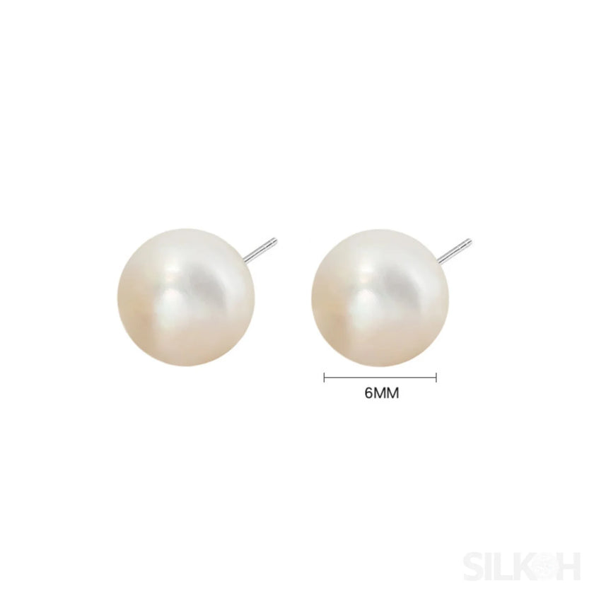 Retro Style Sterling Silver Freshwater Pearl Stud Earrings Dee