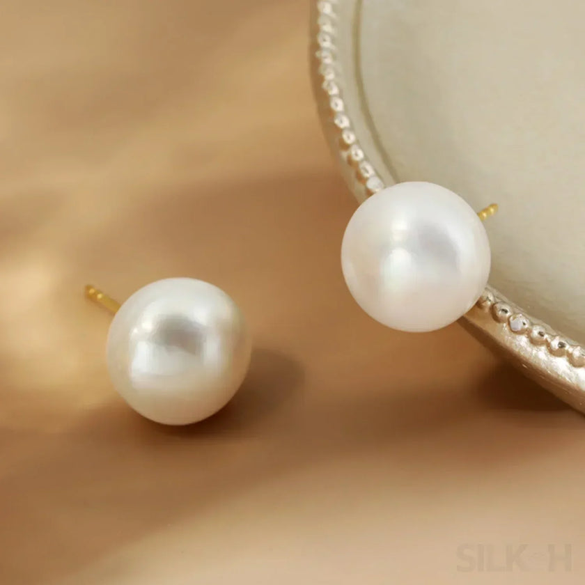 Retro Style Sterling Silver Freshwater Pearl Stud Earrings Dee