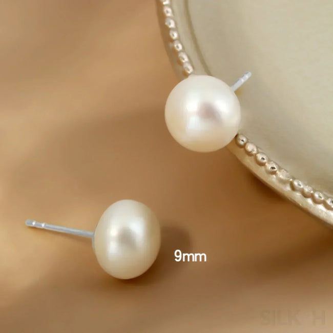 Retro Style Sterling Silver Freshwater Pearl Stud Earrings Dee
