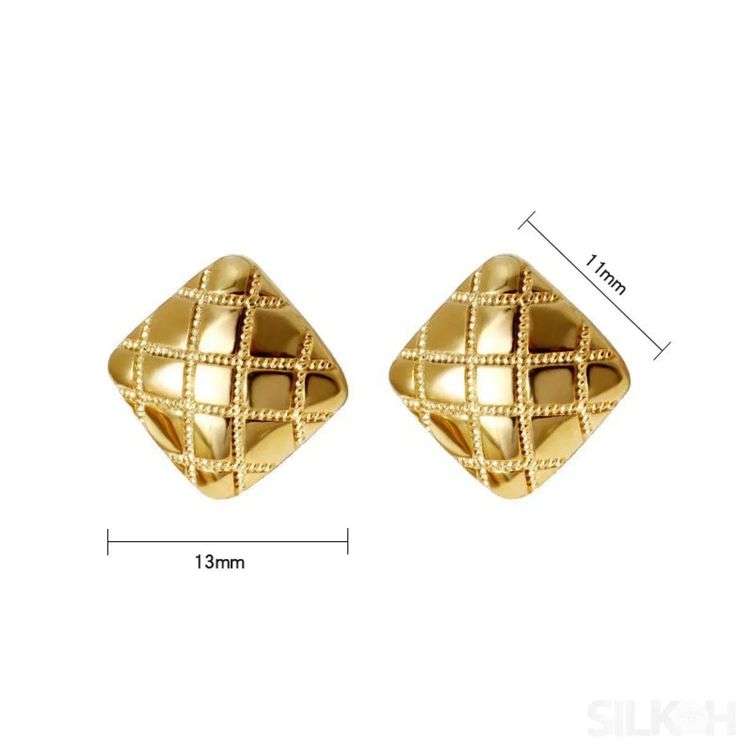 Rhombus Sterling Silver Pattern Stud Earrings Dia