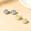 Round 18K Gold Plated Sterling Silver Pearl Stud Earrings Kya