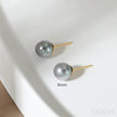 Round 18K Gold Plated Sterling Silver Pearl Stud Earrings Kya