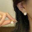Round 18K Gold Sterling Silver Pearl Stud Bridal Earrings Gia