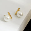 Round 18K Gold Sterling Silver Pearl Stud Bridal Earrings Gia