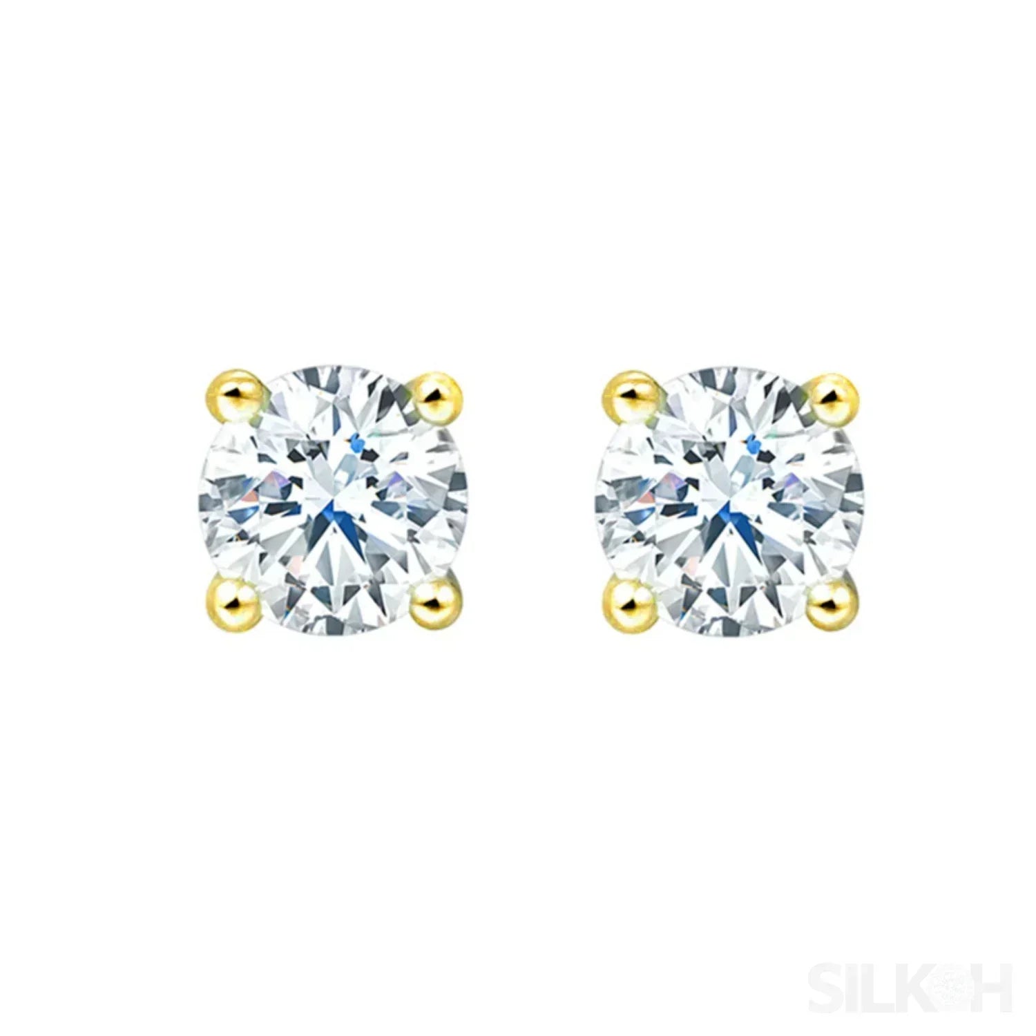 Round Four Prong Sterling Silver Zircon Inlaid Earrings Ora