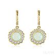 Round Retro Sterling Silver Opal Drop Bridal Earrings Cat